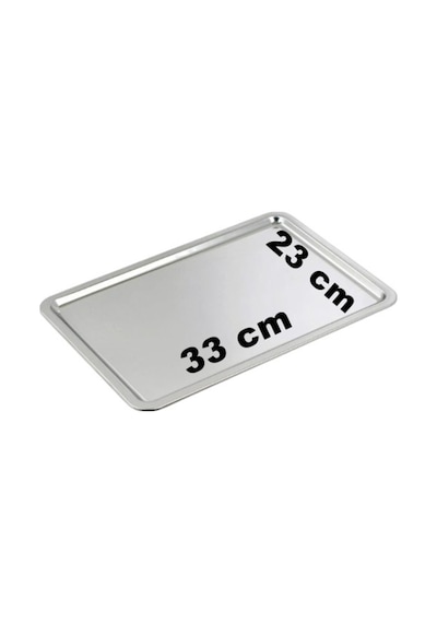 Pastane Servis Tepsisi 33x23 Cm No:3 Paslanmaz Çelik Gümüş Renk Dikdörtgen Sunum Tepsisi 6 Adet Gümüş