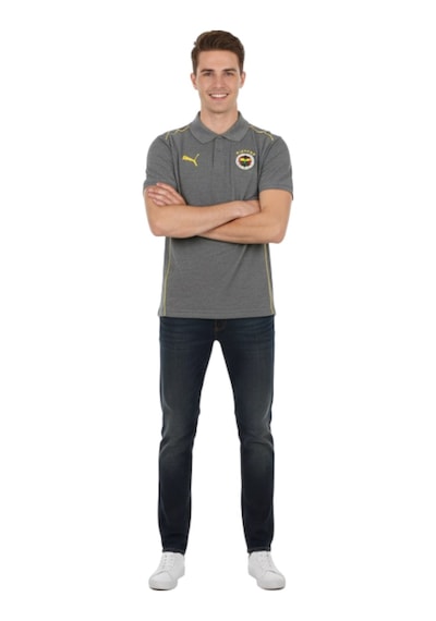 Fenerium Fenerbahçe Orijinal Lisanslı 2024/25 A Takım Yetişkin Polo Yaka Gri T-shirt Gri