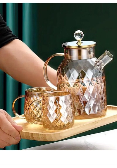 Hubrendy Tedarik Kabartmalı Bambu Kapaklı Borosilikat Cam Demlik 1500ml Royaleks-cm-2005 Diğer