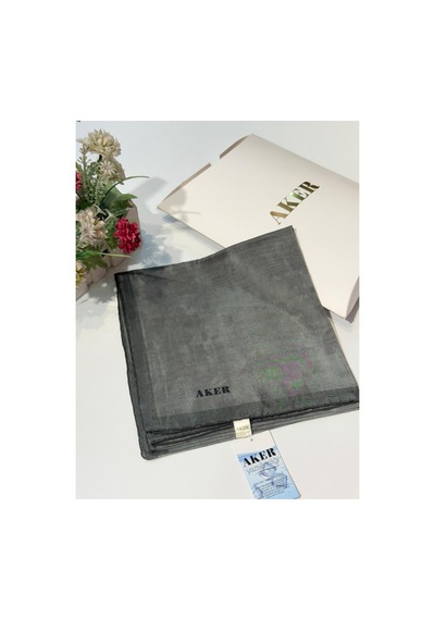 Aker Yaz Serinliği Bulut Desen Pamuk İpek Eşarp 7208221 Koyu Gri - 472 Koyu Gri - 472