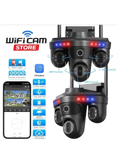 4 Kameralı 6 Motorlu 3ptz Elektrikli Wifi Güvenlik Kamerası