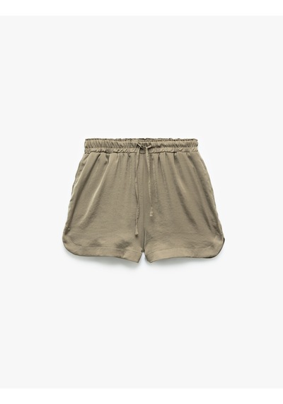 Koton Beli Lastikli Bağlamalı Loose Fit Cepli Aerobin Saten Mini Şort Haki 5sak40106pw Haki Koton Beli Lastikli Bağlamalı Loose Fit Cepli Aerobin Saten Mini Şort Haki 5sak40106pw Haki