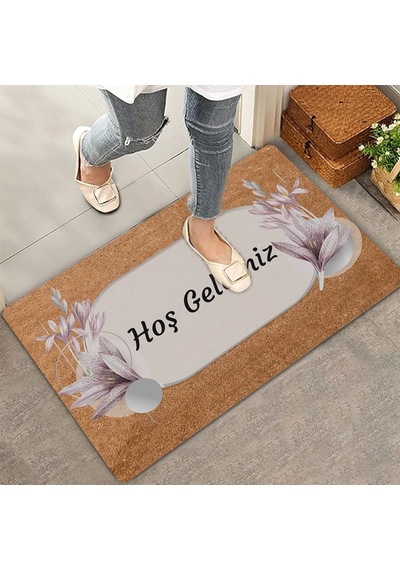 Valerine Life Lotus Çiçeği Pudra Rengi Hoş Geldiniz Kapı Önü Paspası 45x70cm