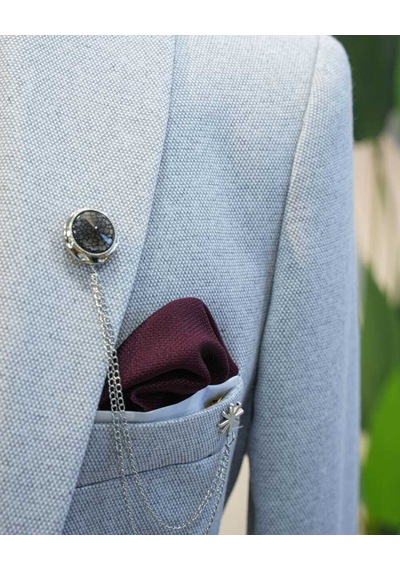 Beystil Sivri Yaka Açık Gri Takım Elbise Elanor - Slim Fit Açık Gri
