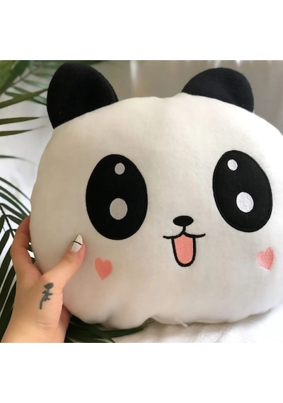 Peluş Panda Tasarımlı Yastık Beyaz