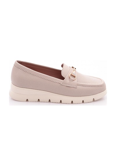 Dgn 6095-1 Kadin Aksesuarli Loafer Ayakkabi Ekru