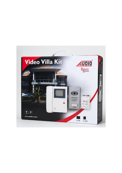 Audio 001390 4 Siyah Beyaz Görüntülü Villa Diafon Seti Kamera + Monitör + Adaptör Dahil