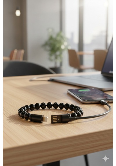 Bileklik Şarj Kablosu 22,5 Cm 15w Lightning Siyah