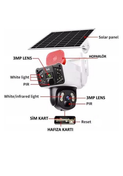 Bester Çift Kameralı 4g Sim Kart İle Çalışan 6mp Solar Güneş Pane