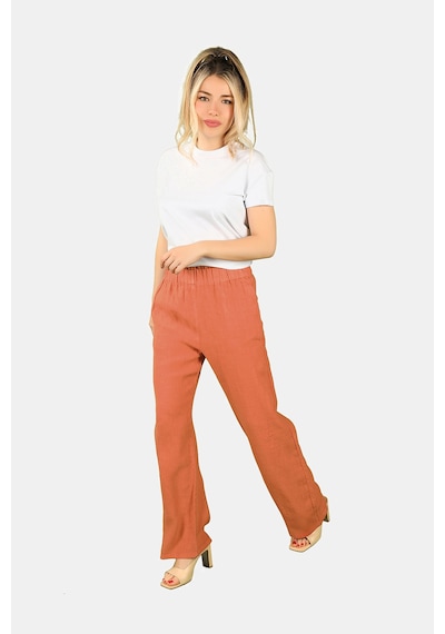 Balins Beli Lastikli Keten Pantolon Kiremit