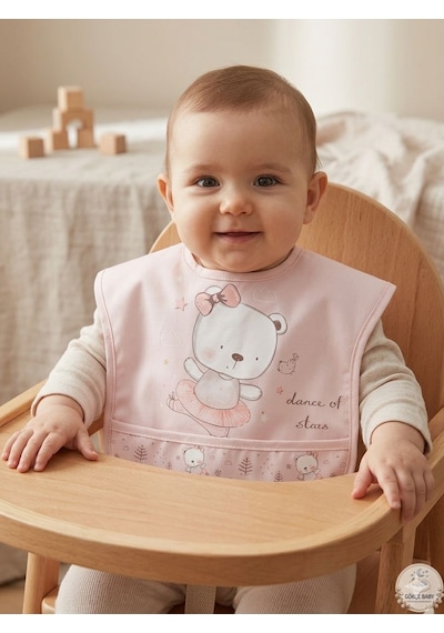 Set Kısa Kollu Bağlamalı Ayarlanabilir Sıvı Geçirmez Aktivite ve Mama Önlüğü Kuğu & Sevimli Ayıcıklı Çok Renkli 2'li