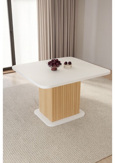 Kuzey 90x90x75cm 36mm Kalın Kenarlı Kare Beyaz Sütunlu Mutfak Masası Sadece Masadır Doğal Kuzey 90x90x75cm 36mm Kalın Kenarlı Kare Beyaz Sütunlu Mutfak Masası Sadece Masadır Doğal