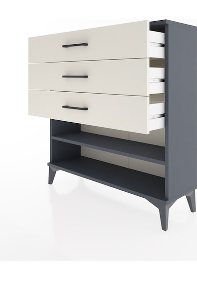 Arges Şifonyer Tek Raflı 3 Çekmeceli 88x30x96 Antrasit-aytaşı Antrasit