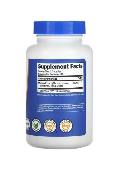 Nutricost, Mucuna Pruriens, 800 Mg, 120 Capsul. Usa Version.t...