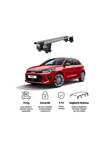 Royal Kia Rio 2017 Ve Sonrası Uyumlu Gri Kilitli Ara Atkı Port Bagaj Tavan Barı