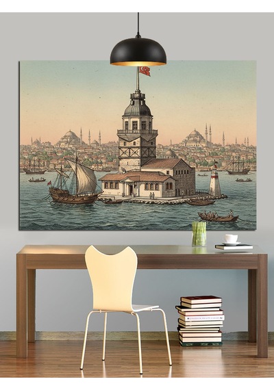 Klasik Tarzda Kız Kulesi Dekoratif Kanvas - Mdf Ahşap Tablo