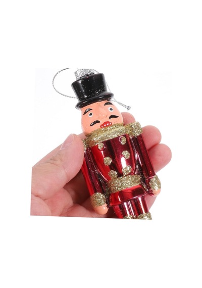 Özel Vıp Deluxe 4 Adet Fındık Kıran Yılbaşı Ağaç Süsü 13 Cm Parlak Simli Kırmızı Noel Süsleri