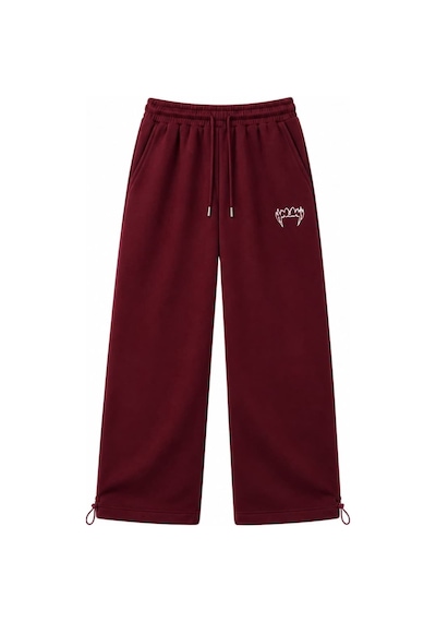 Zaee Tiger Fang Nakışlı Ayarlanabilir Paça Baggy Eşofman Altı Bordo