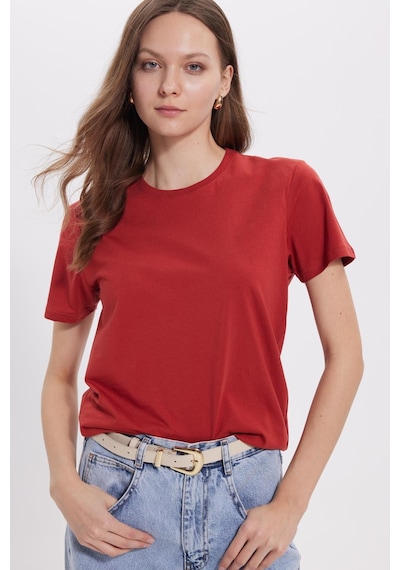 Tudors Kadın Slim Fit Dar Kesim %100 Pamuk Yumuşak Dokulu Kiremit Bisiklet Yaka Tişört-37848 Kiremit Tudors Kadın Slim Fit Dar Kesim %100 Pamuk Yumuşak Dokulu Kiremit Bisiklet Yaka Tişört-37848 Kiremit