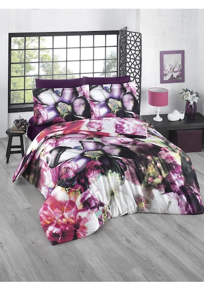 Menderes Home Lanotte Saten Tek Kişilik Nevresim Takımı Digital Baskı Magnolias