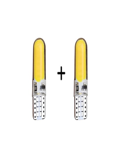 T10 12v Led Ampül Çakar Silikonlu 12 Led Sarı 2 Adet Sarı