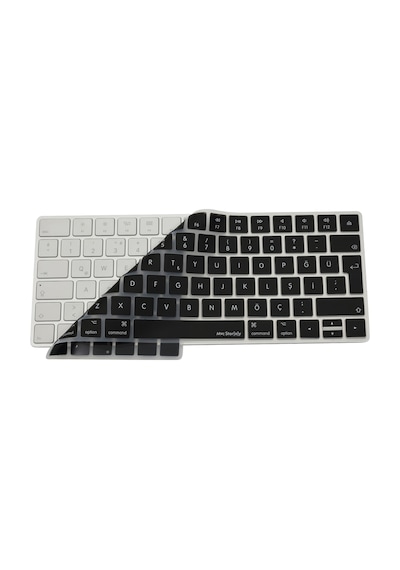 Magic Keyboard 2 A1644 Klavye Koruyucu Türkçe Q Silikon Ultra İnce 0.3mm Şeffaf Siyah Siyah