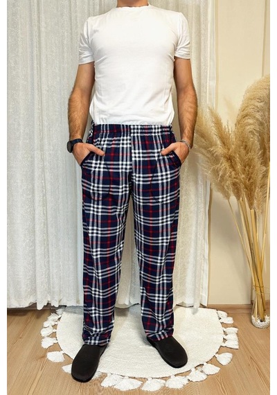 Erkek Desenli Cepli Lastikli Bel Pijama Altı Koyu Laci Koyu Lacivert