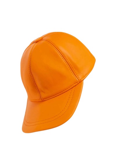Tezzgelsin Unisex %100 Deri Arkadan Ayarlanabilir Baseball Kep Şapka Turuncu