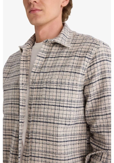 Defacto Regular Fit Polo Yaka Flanel Uzun Kollu Gömlek E8191ax25wnbg766 Bej-bg766