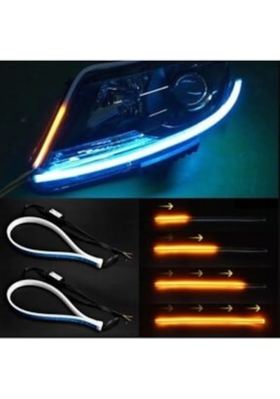 Far Üstü Kayar Led - Kayar Sinyalli - 60Cm+60Cm Far Ledi Beyaz 60Cm + 60Cm Açılış Animasyonlu
