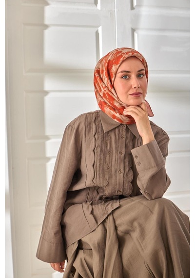 Silk Home Velora Eşarp 161001-07 Kiremit, Turuncu, Krem, Vizon