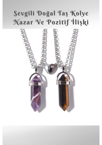 Sevgili Çelik Kolye Doğal Taş Kaplan Gözü , Ametist Mutlu Birliktelik , Pozitif Ilişki Turkuaz