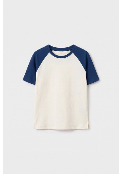 Ekru-parlament Standart Fit Reglan Kollu Kız Çocuk T-shirt - 75180 Ekru/parlament
