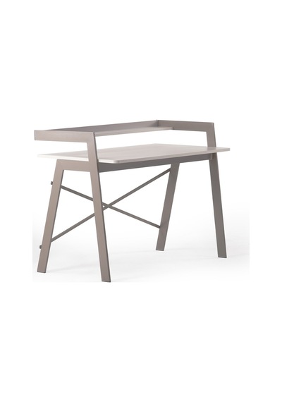 Ofisbazaar Home Desk 120x60 Cm Üst Raflı Metal Ayaklı Çalışma Masası Toprak