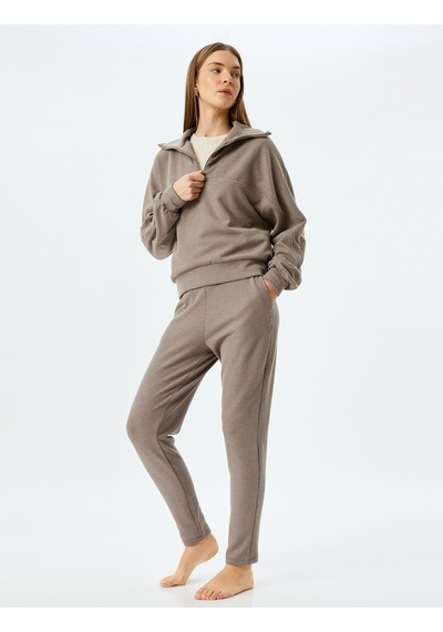 Koton Cepli Slim Fit Fitilli Örme Pijama Altı Gri 5wlk40086mk Gri