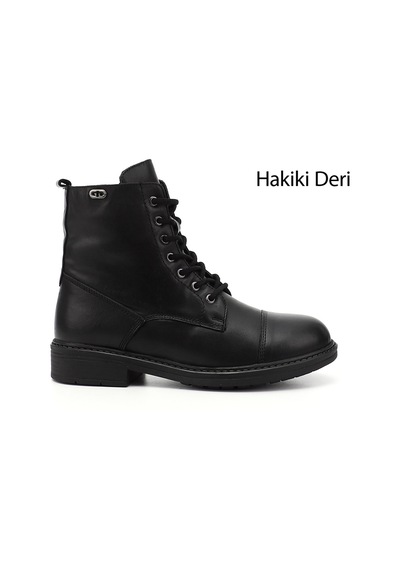 Gönderi(R) Gönderi R Siyah Fermuarlı Hakiki Deri Postal Bot Siyah