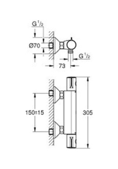 Grohe Grohetherm 800 Termostatik Duş Bataryası - 34558000 Krom Kaplama