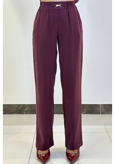 Fever Beli Lastikli Likralı Kadın Pantolon 352112009 Mürdüm