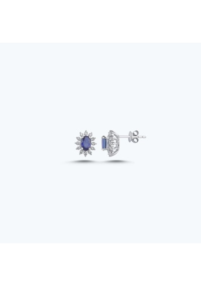 Altınbaş Pırlanta Safir Oval Küpe Pse031sk14-2