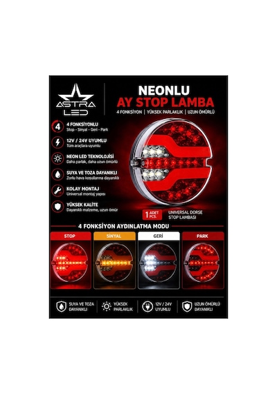 Thoc Özellikli Neonlu Neonlu Ay Stop Hamburger Led Lamba 12/24 Volt