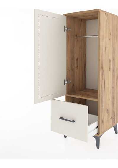 Hyperion Dolap Tek Raflı Tek Çekmeceli Tek Askılı 44x44x134 Çam-aytaşı Atlas Çam