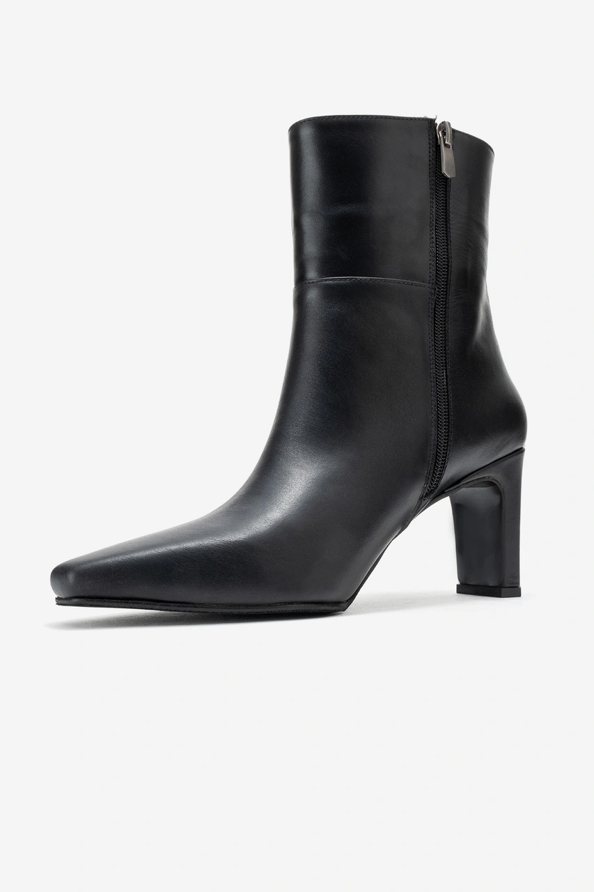 Luvishoes Luvi Shoes Elıas Siyah Cilt Hakiki Deri Kadın Blok Topuklu Bot Siyah-Cilt
