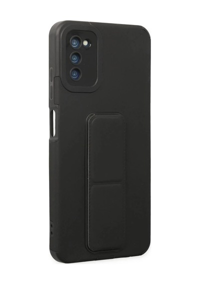 Samsung Uyumlu Galaxy A03s Uyumlu Kılıf Mega Standlı Silikon - Siyah