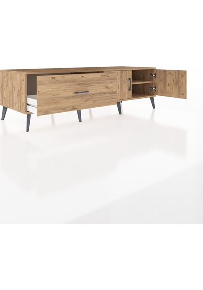 Kronos Tv Ünitesi Tek Raflı Tek Çekmeceli 2 Kapaklı 176x59x51 Çam-çam/çam Atlas Çam/atlas Çam