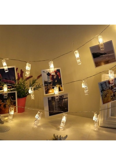 Hdmarketim Mandal Led Pilli Şerit Lamba Işık 3,40 Metre Altın Renk Şeffaf