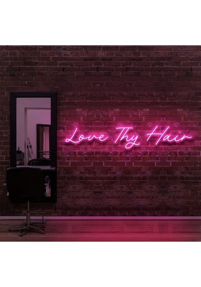 Love Thy Hair Yazılı Neon Tabela Pembe