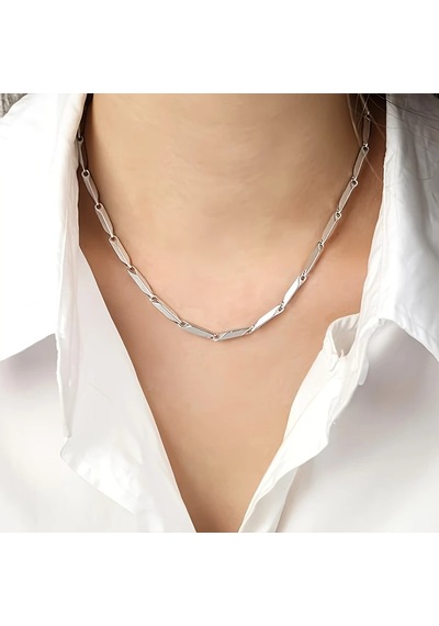 Çelik Kolye Titanyum Melon Düz Model 3 Mm 55 Cm Gümüş Silver Gümüş