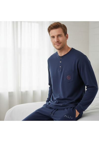 Bonbon Erkek Pamuklu Bohçalık Ve Çeyizlik Lacivert Renk Pijama Takımı Al007 V1