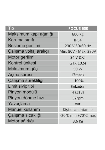 Otomatik Kayar Kapı Motoru | %100 Yerli Üretim | 600 Kg.