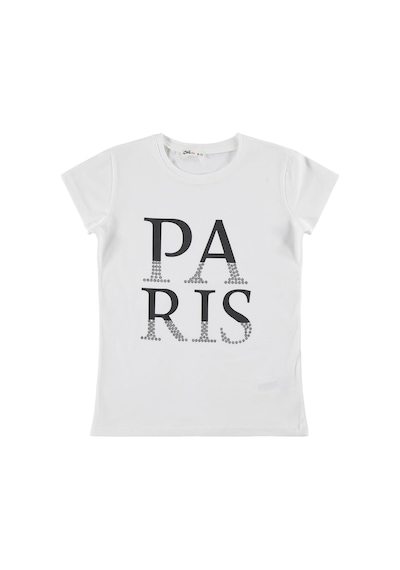 Civil Girls Paris Baskılı 10-13 Yaş Tişört - Kırık Beyaz